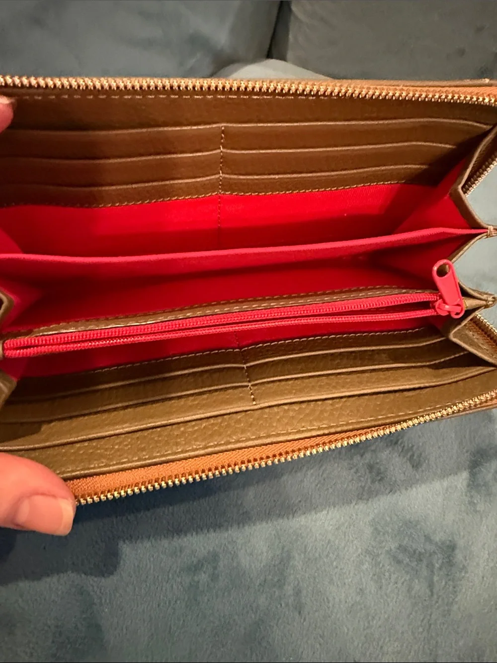 Dooney & Bourke Caramel Pebbled Leather Zip Wallet